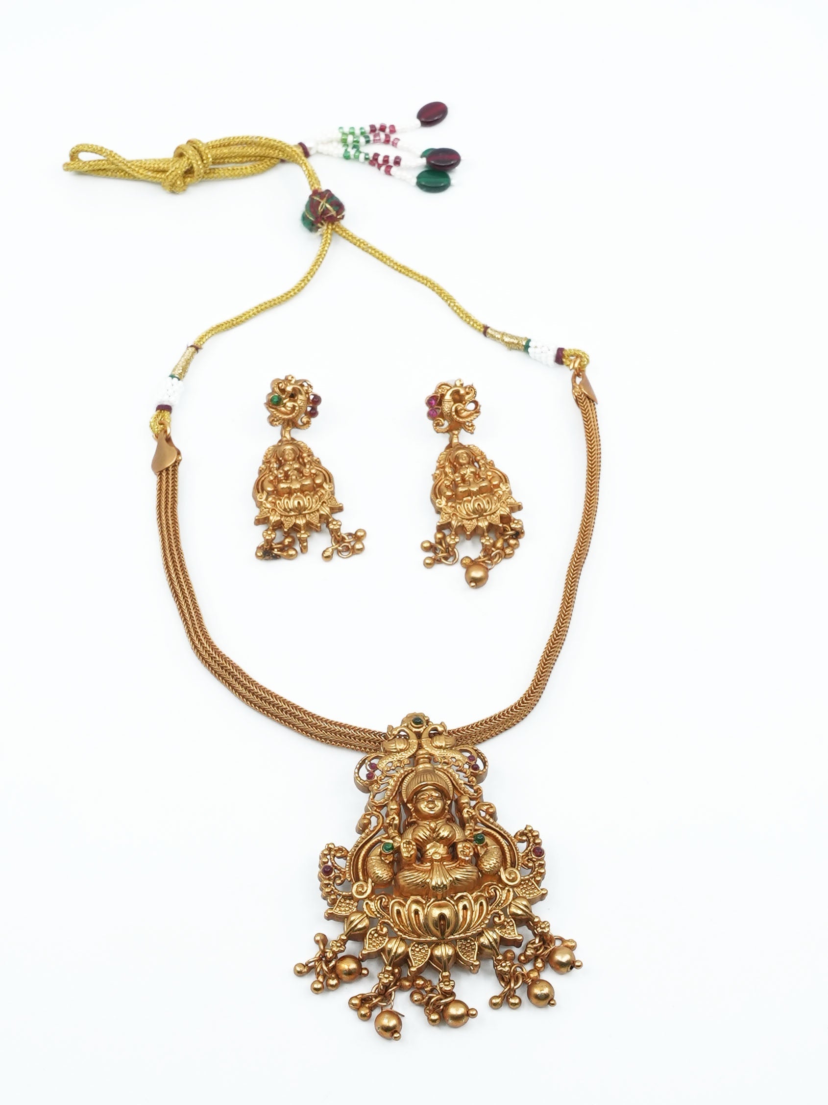 Antique Premium Gold Finish Laxmi pattern Necklace Set 11556N