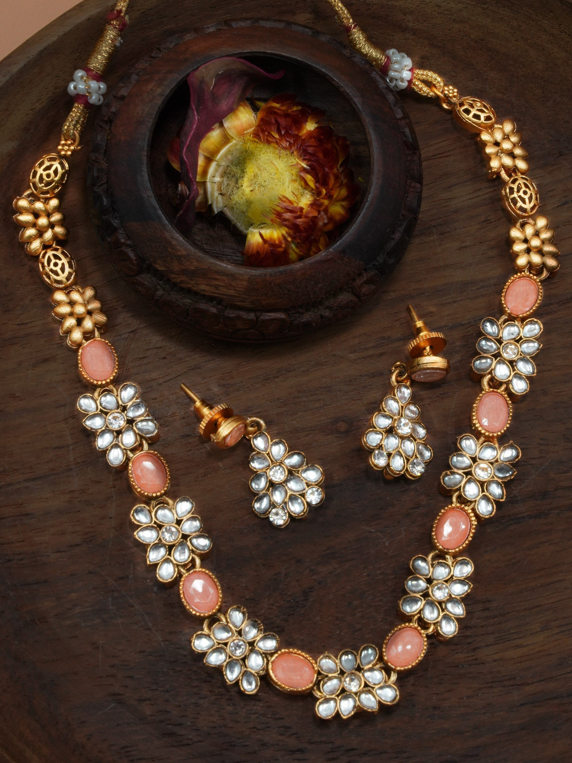 Antique colored Stone necklace set 12251N-1
