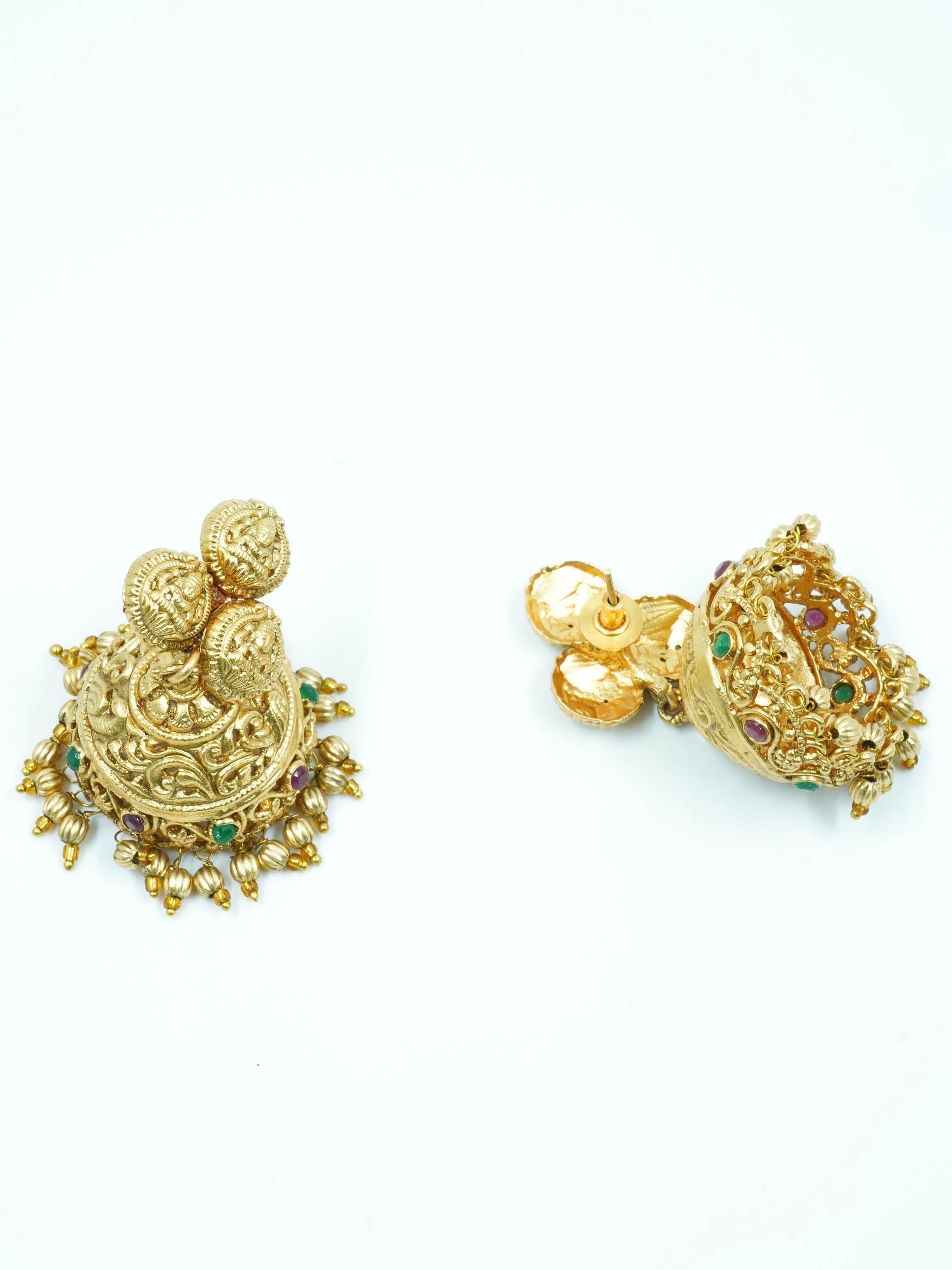 Antique finish 1st premium quality Ruby haram/Long necklace set 12061N - Griiham