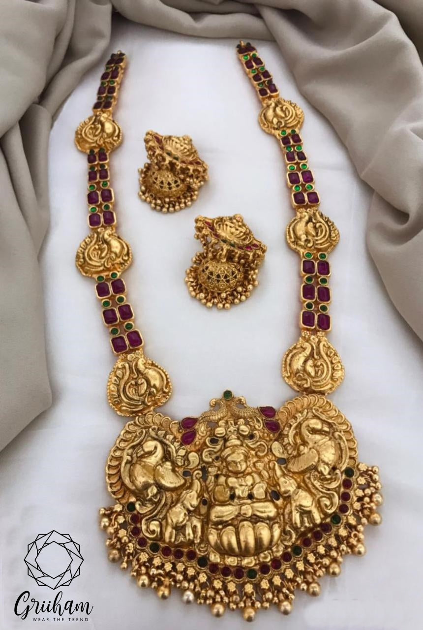 Antique finish Laxmi Long necklace set 12306N
