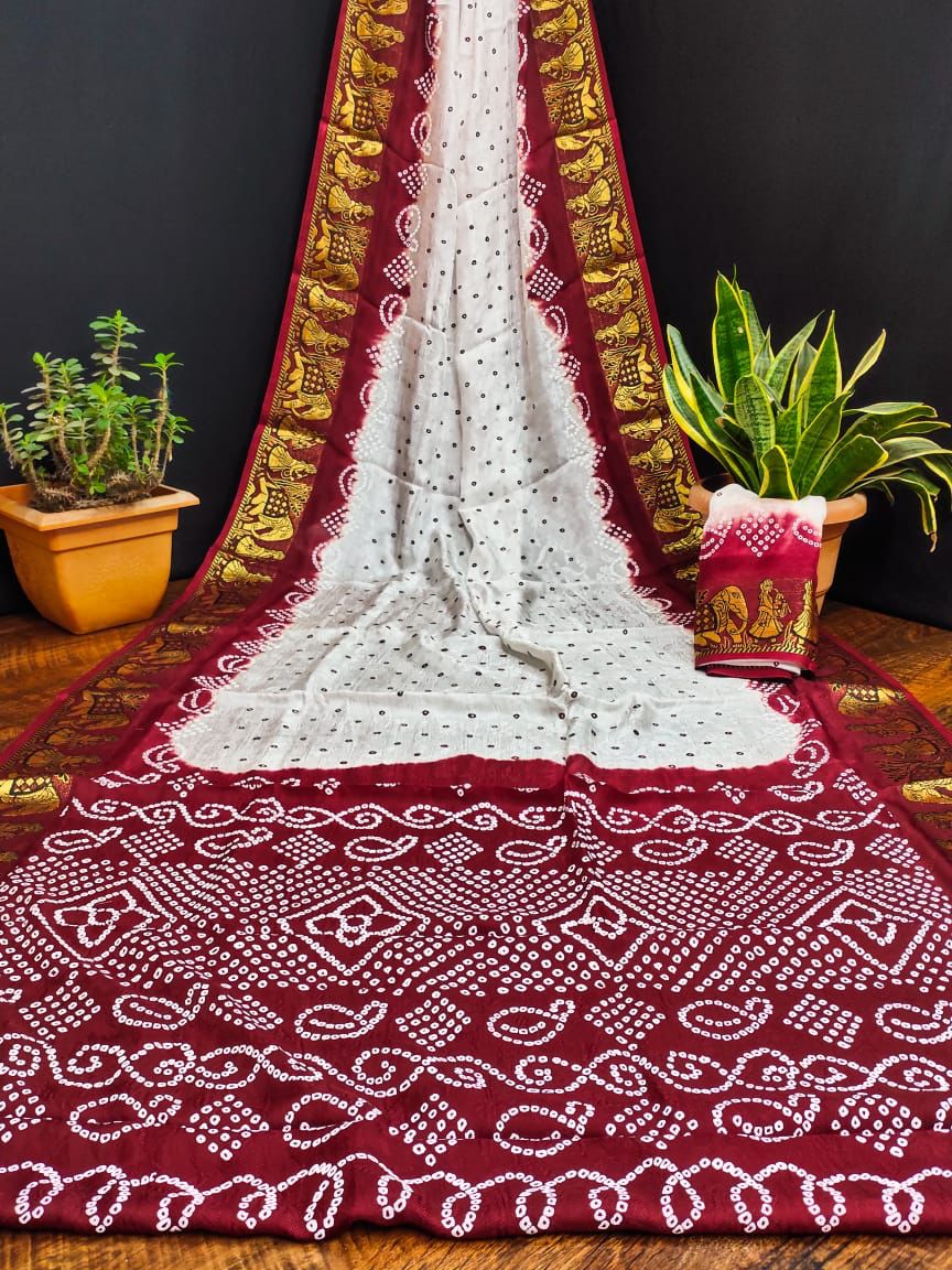 Art Semi-silk With Bandhej Saree 23017N