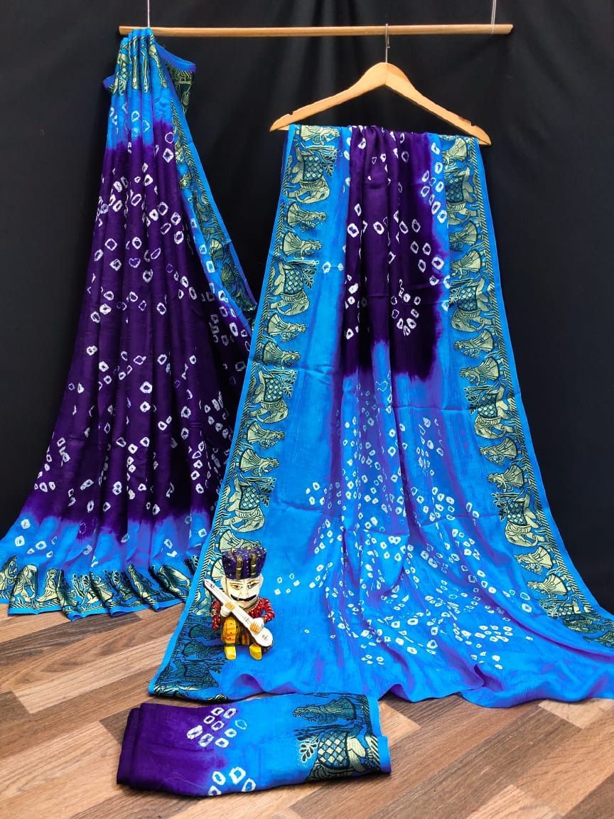 Art Semi-silk With Zari Bandhej Saree 18133N