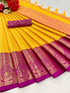 Aura Cotton Semi-silk with Broad contrast jacquard work border Saree 13112N