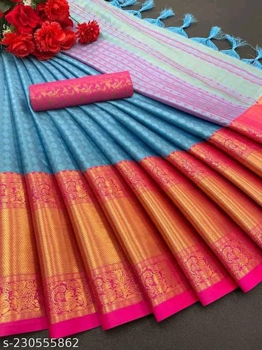 Aura Cotton Semi-silk with Broad contrast jacquard work border saree 13597N