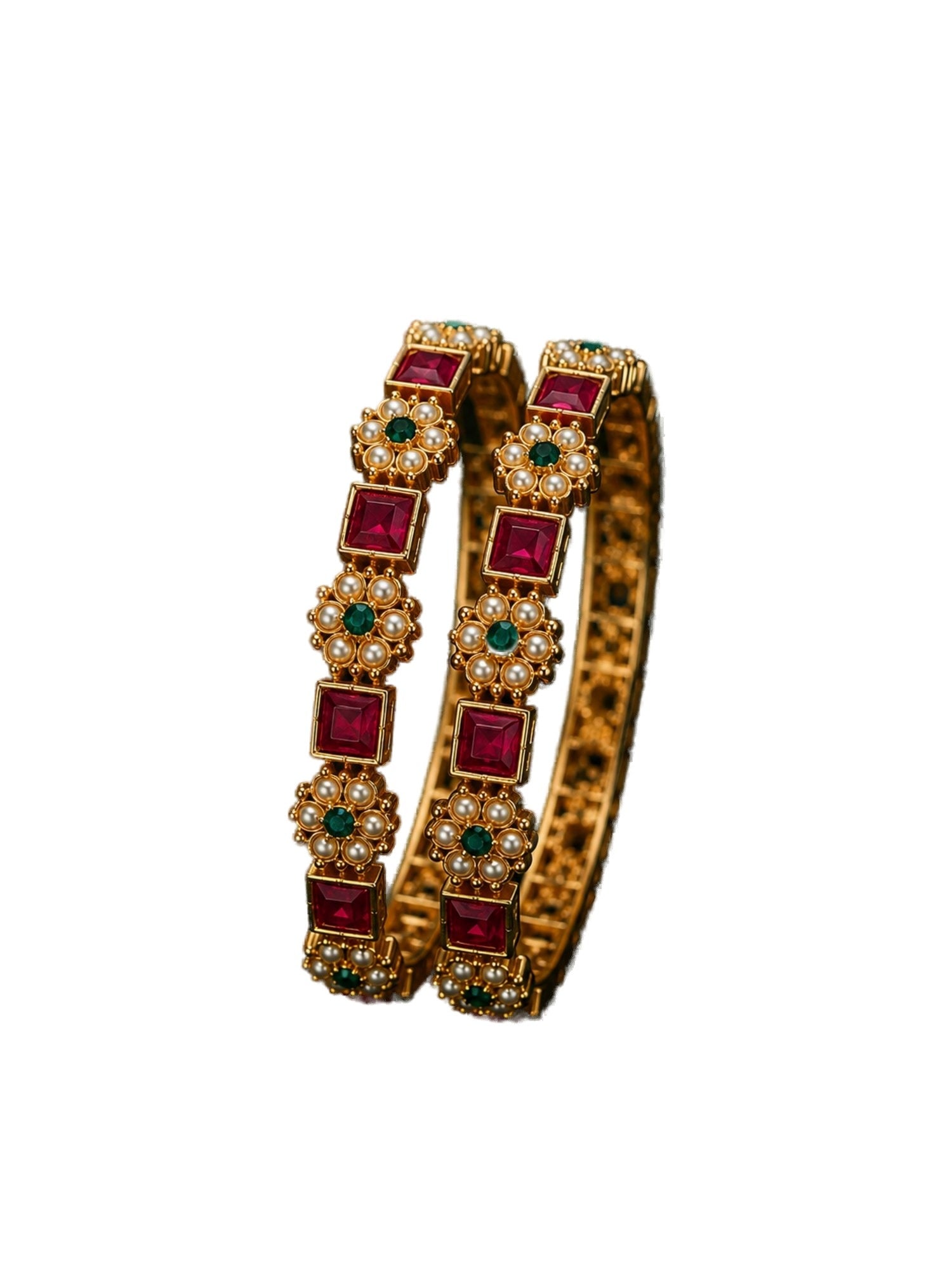Set of 2 Gold-Plated Antique Bangles