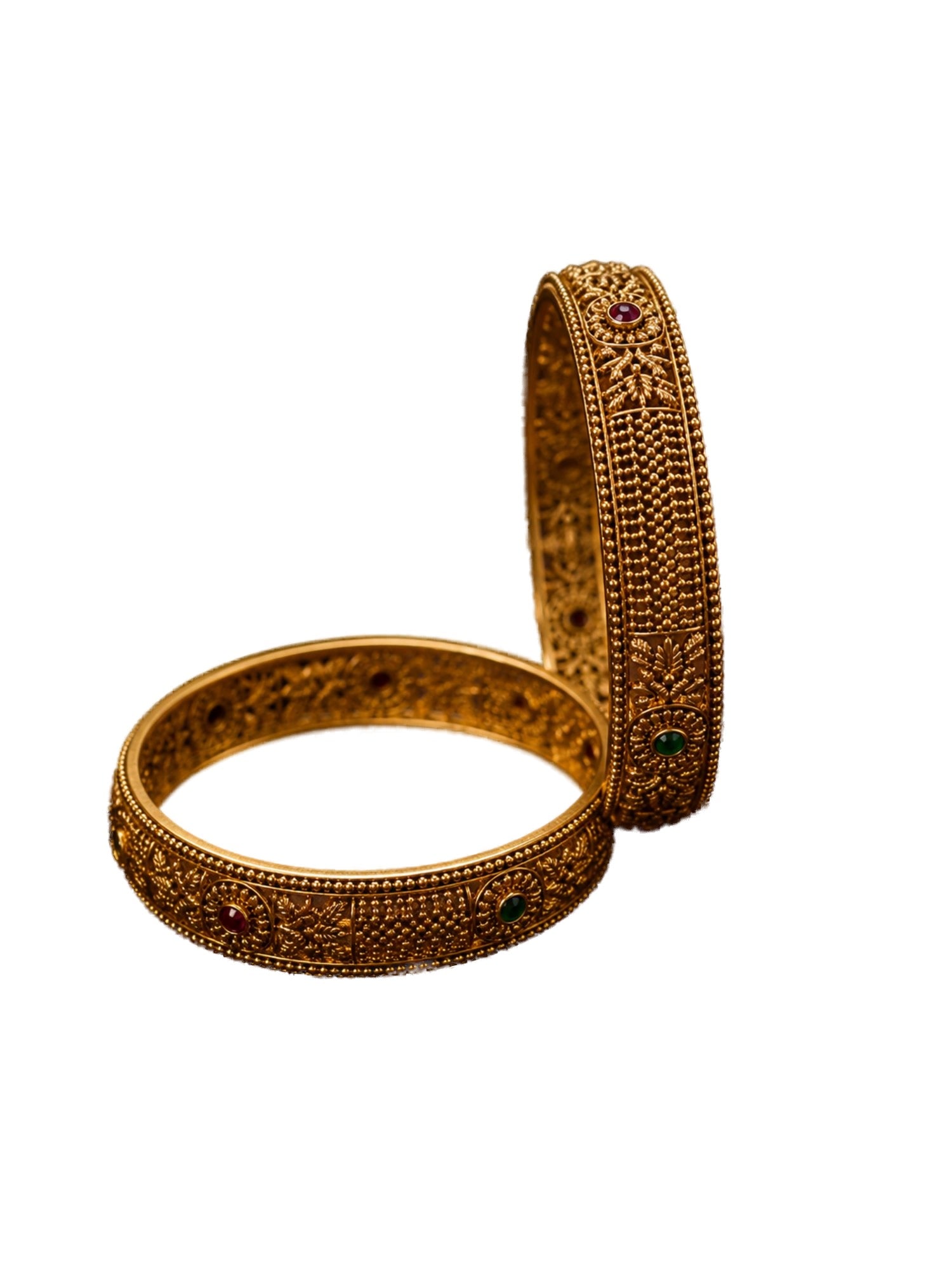 Set of 2 Gold-Plated Antique Bangles