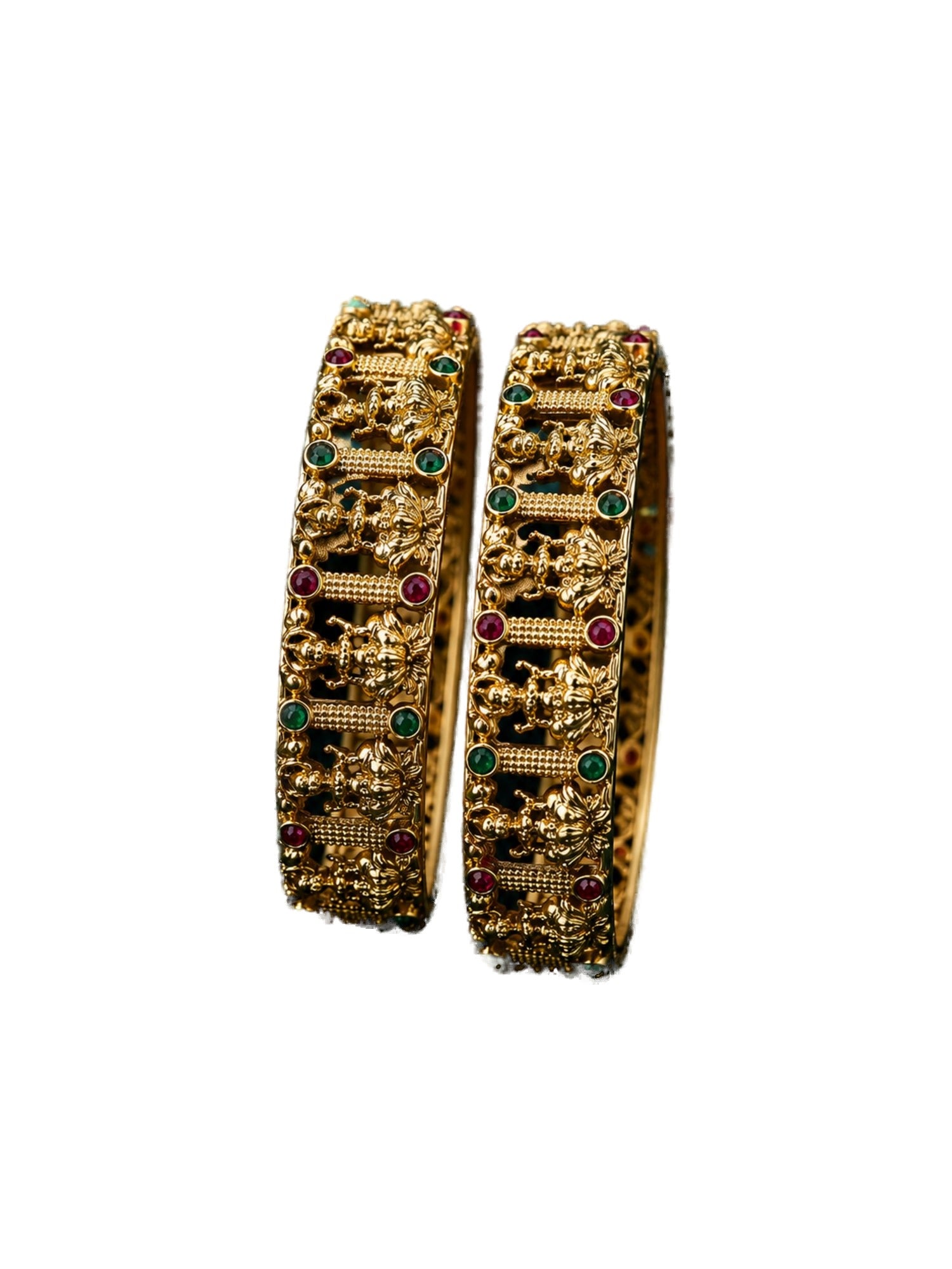 Set of 2 Gold-Plated Antique Bangles