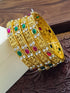 Gold Plated Set of 4 Stone studded Temple bangles
