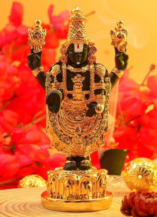 Balaji Gold Plated Marble idol Height 13cm with stones – Griiham