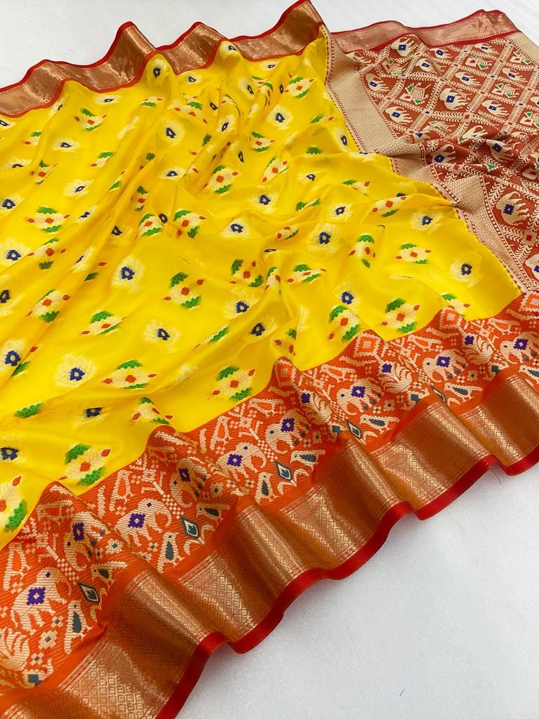 Banarasi Handloom  ikkat Semi Silk Multi zari with kalamkari print Saree 16751N