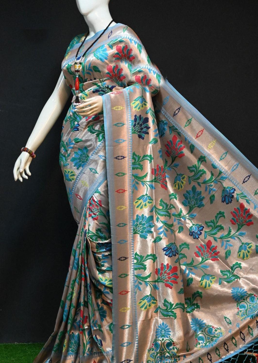 Banarasi Soft Semi Silk Paithani Saree with fancy meena & zari weaves 16642N