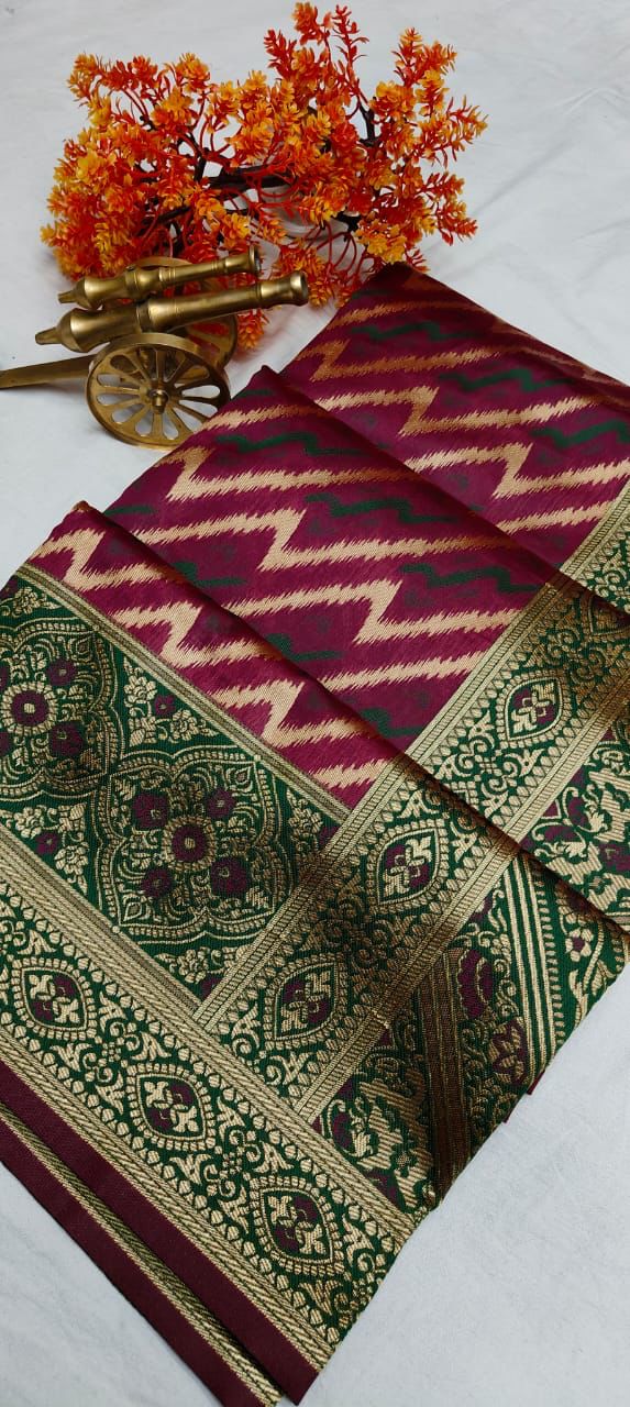 Banarsi Semi-silk fabric with Zari weaving Saree 14690N