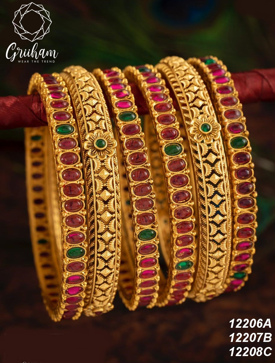 Bangle set of 6 temple collection 12206A