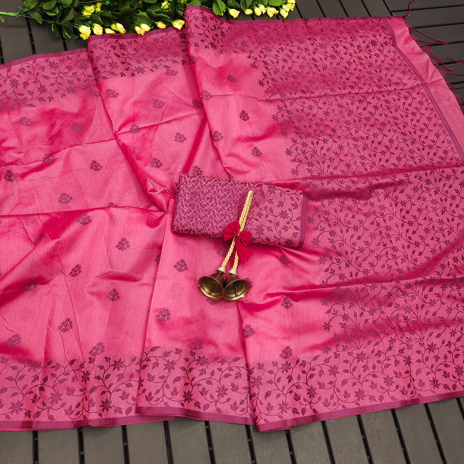 Banglori Handloom raw semi-silk sarees with weaving pallu 23260N