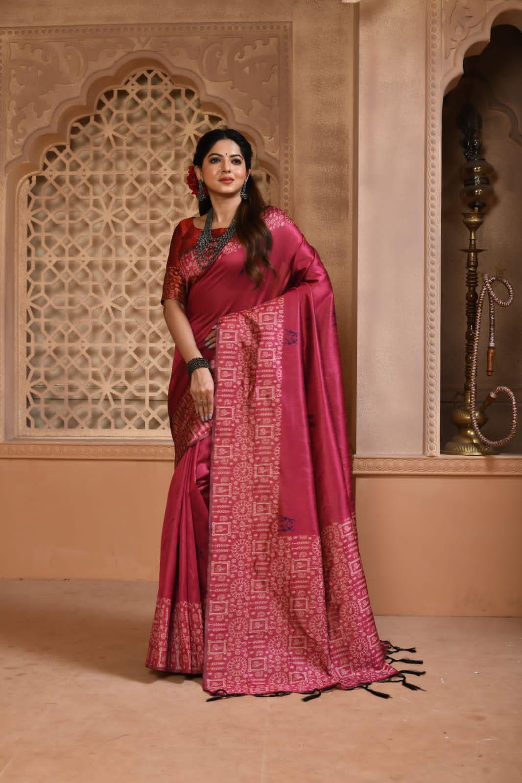 Banglori Handloom raw silk saree with rich waving pallu 19674N - Griiham