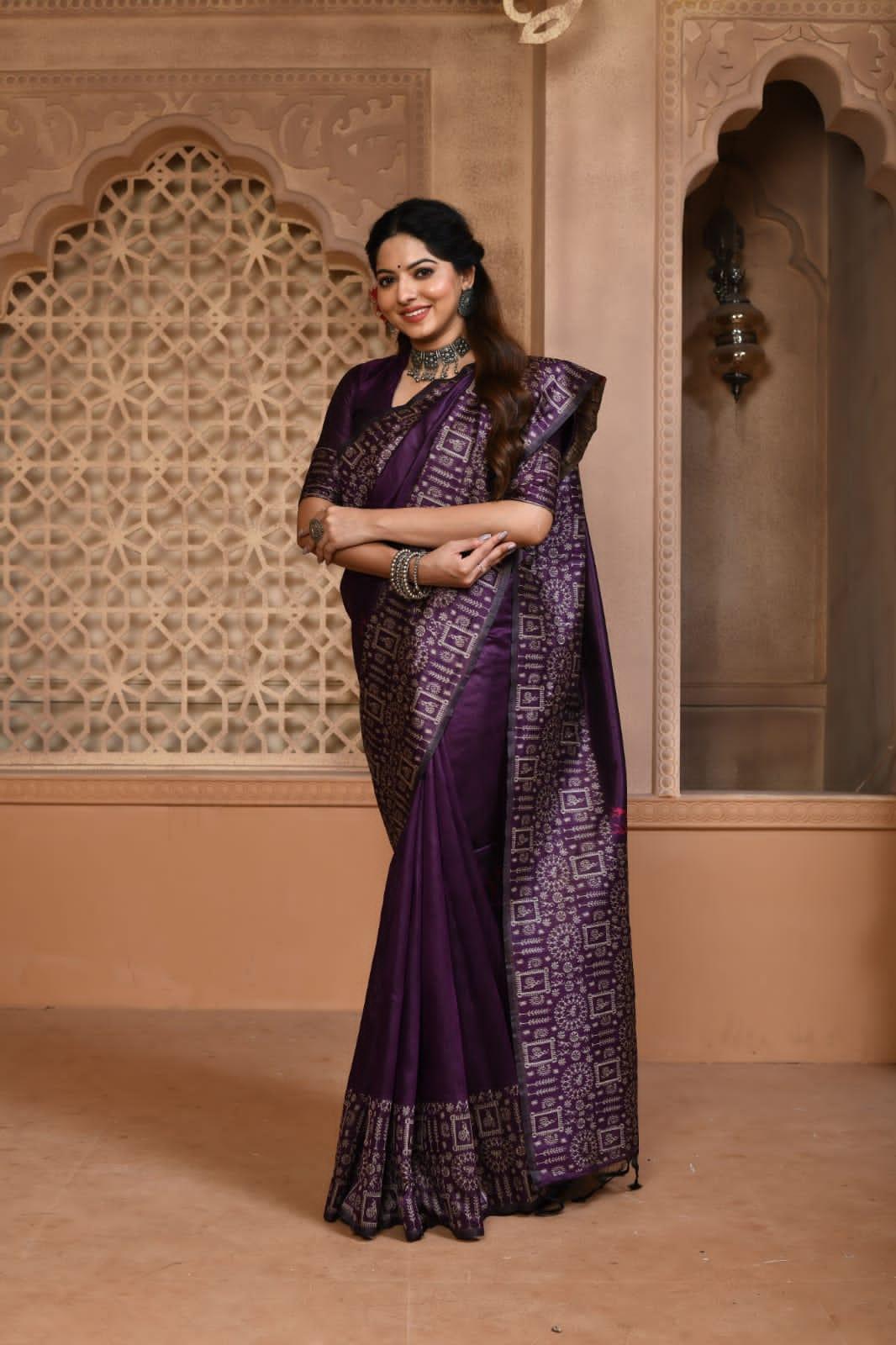 Banglori Handloom raw silk saree with rich waving pallu 19674N - Griiham