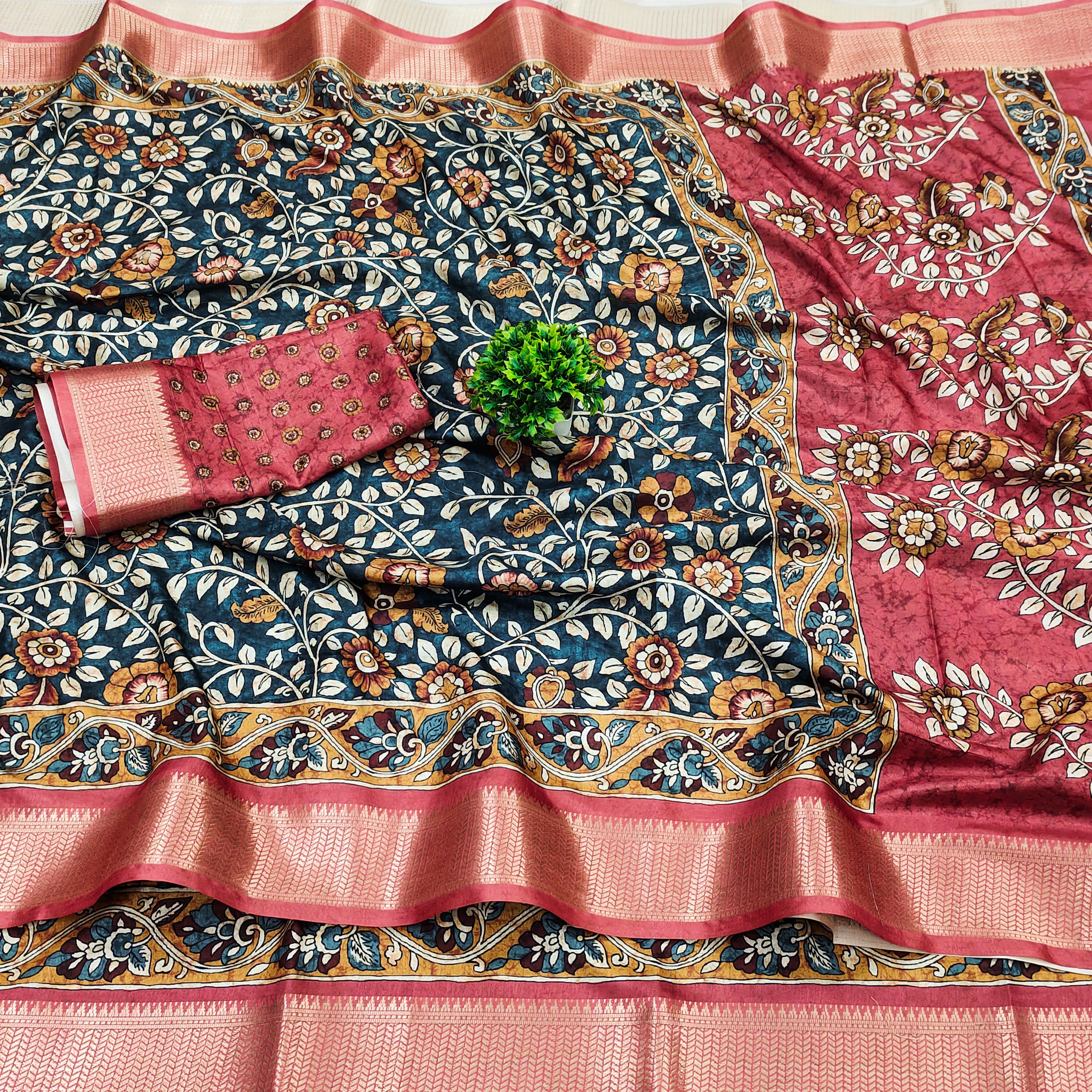 Beautiful Printed Rich Pallu & Jacquard Border And All Over Printed Saree 19824N