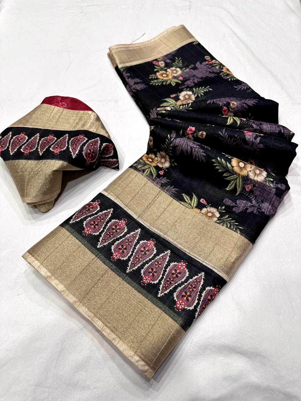 Beautiful soft handloom tussar semi-silk sarees 22599N