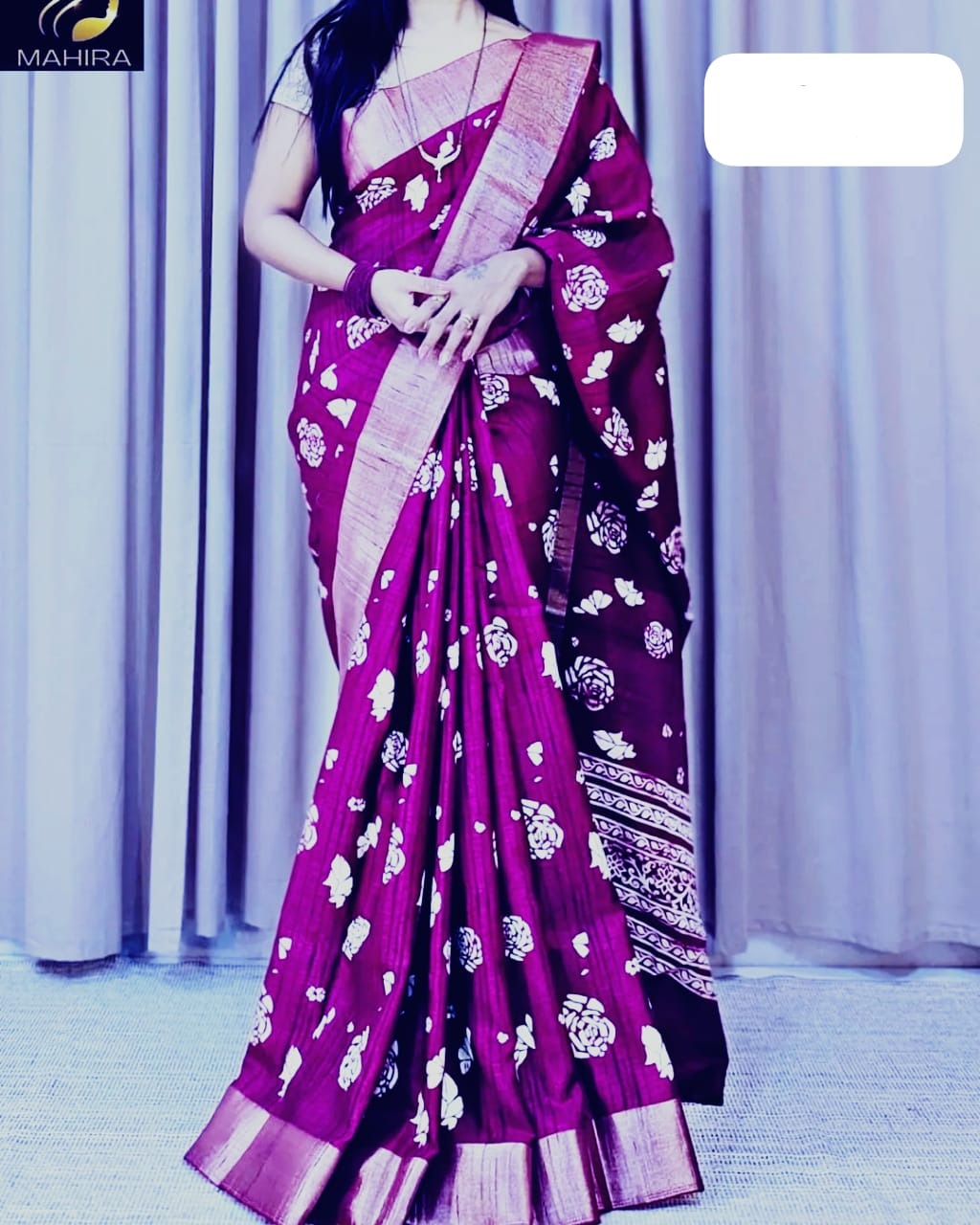 Beautiful soft semi-silk Saree with all over floral design 20303N