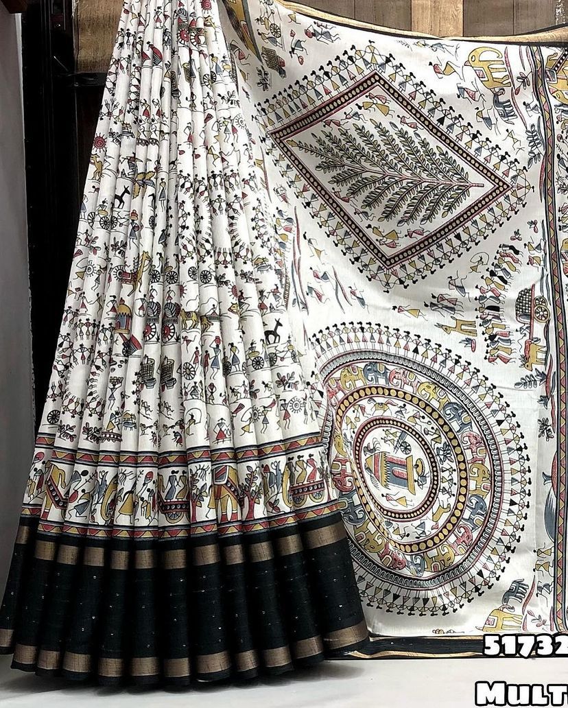Beautiful white crape semi-silk saree with all over design 21292N