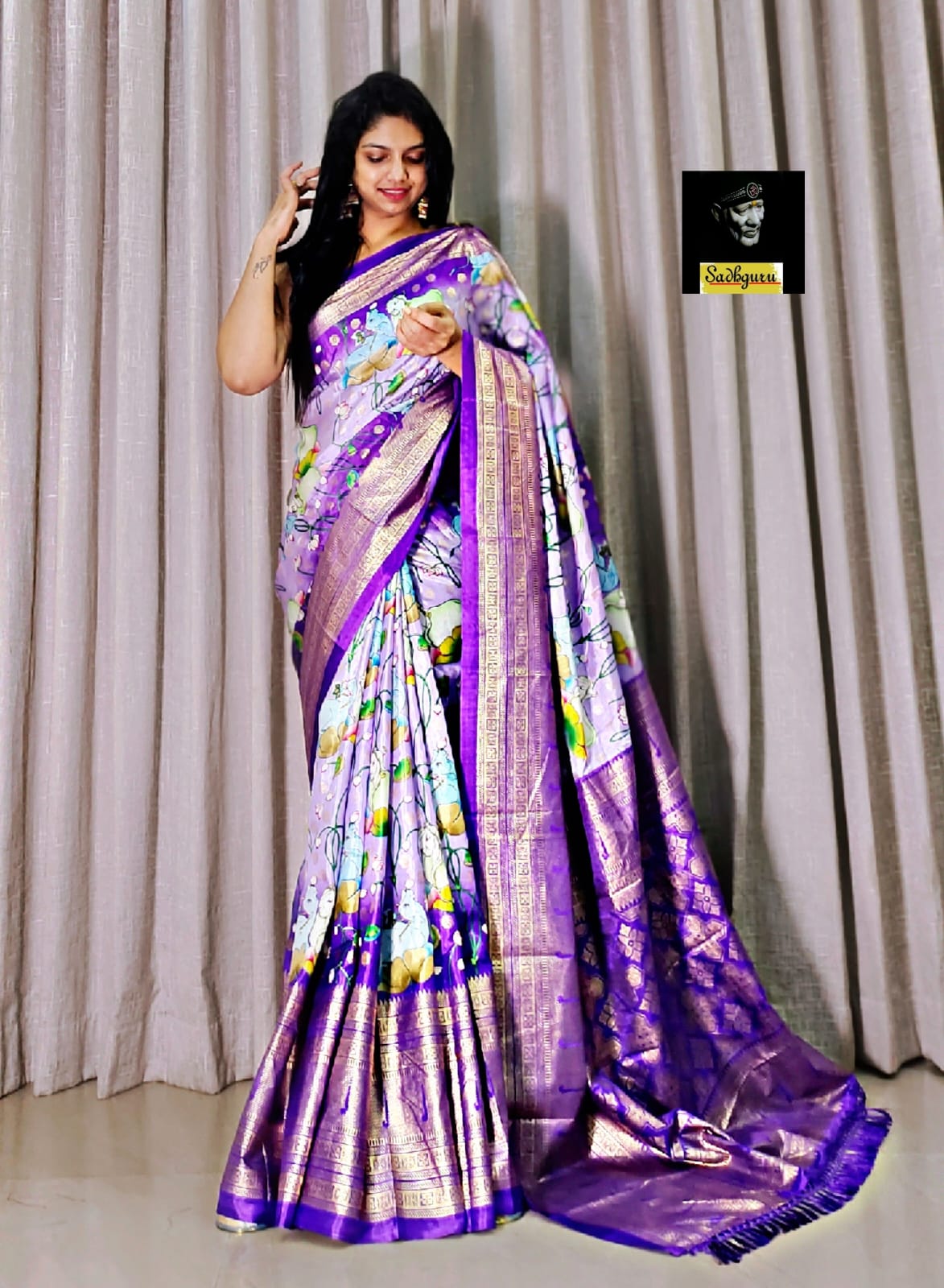 Beautifull soft Dola Semi-Silk Saree With Patola Foil print Saree 23484N