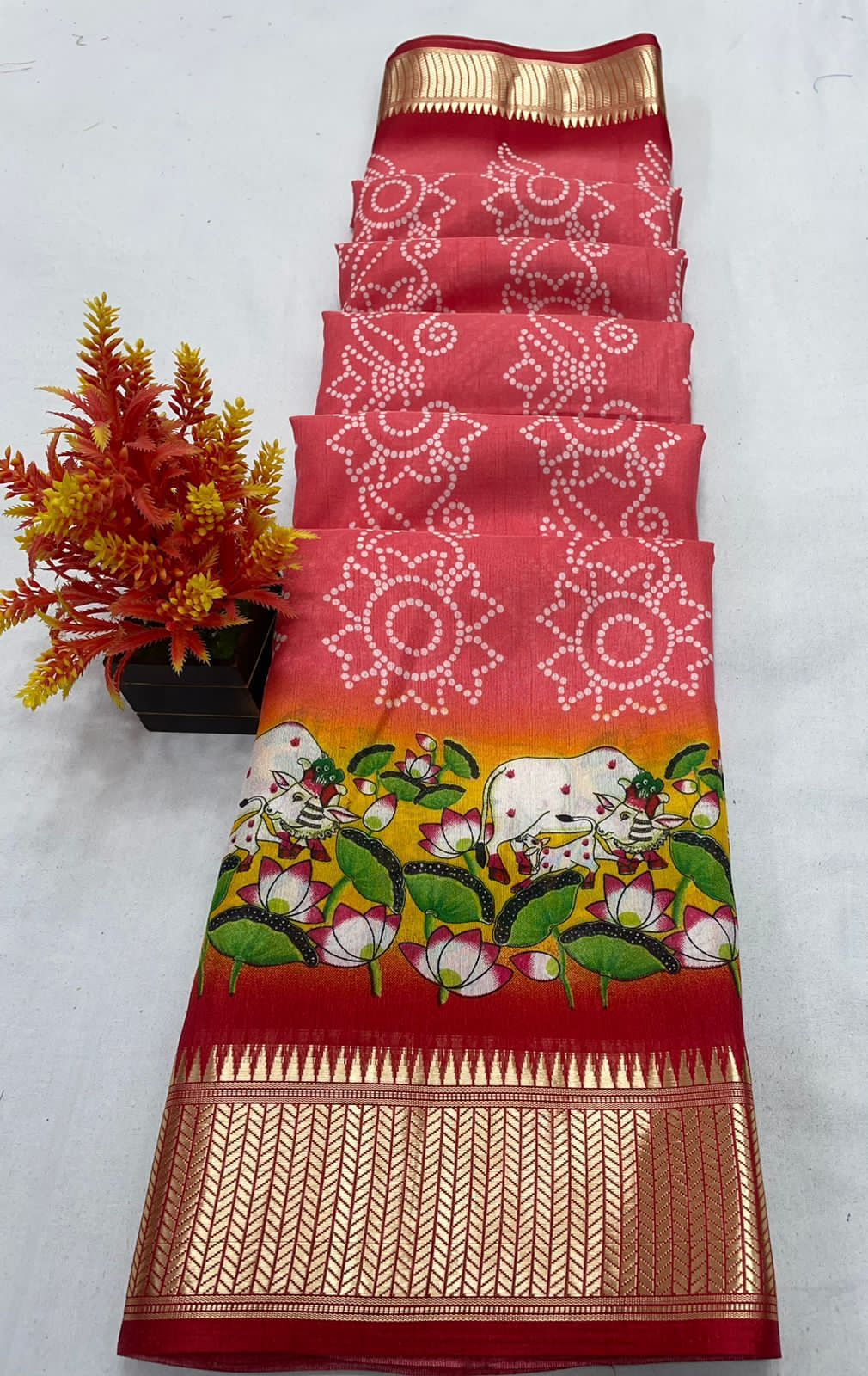 Binny crepe Semi-silk saree With viscos boder Patola design 15552n