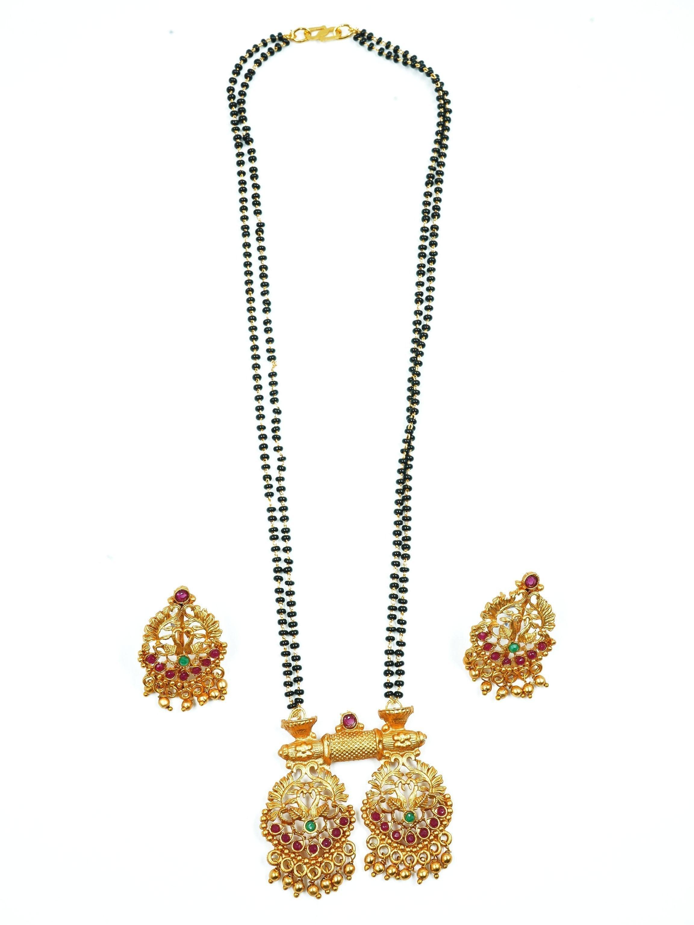 Black bead Managalsutram Mangalya chain necklace set 18 inches - Griiham