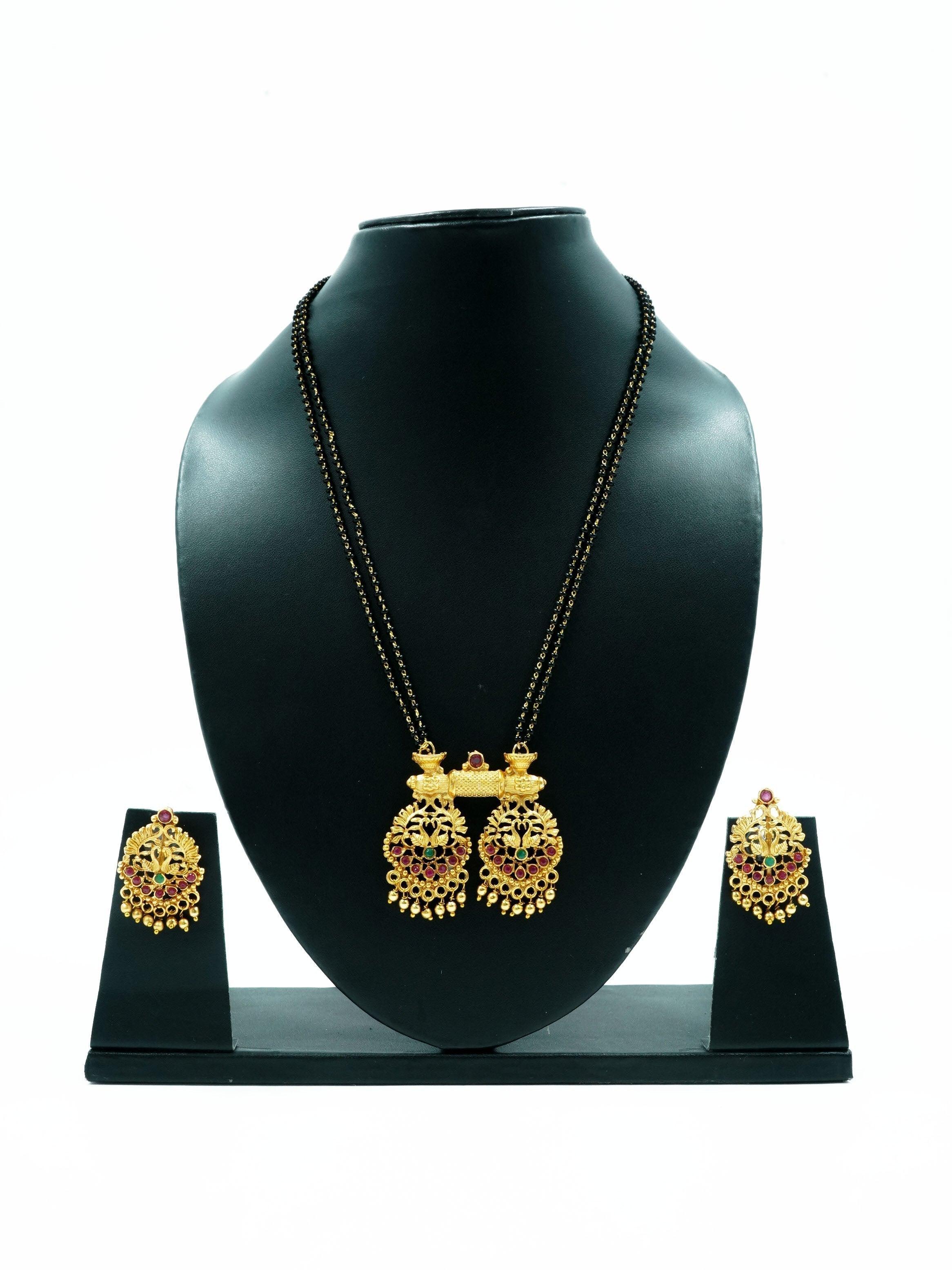 Black bead Managalsutram Mangalya chain necklace set 18 inches - Griiham