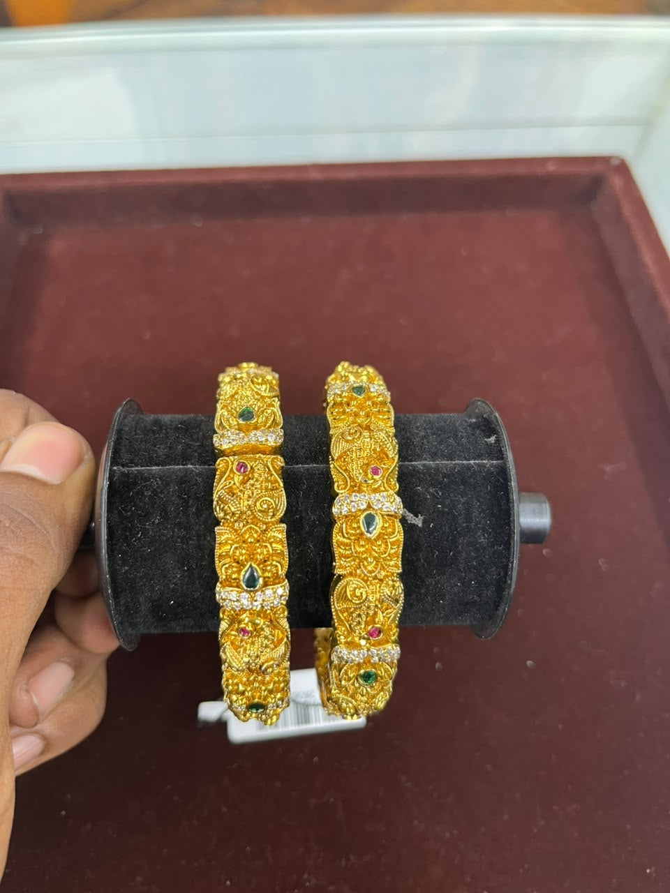 Gold Plated Set of 2 AD Bangles