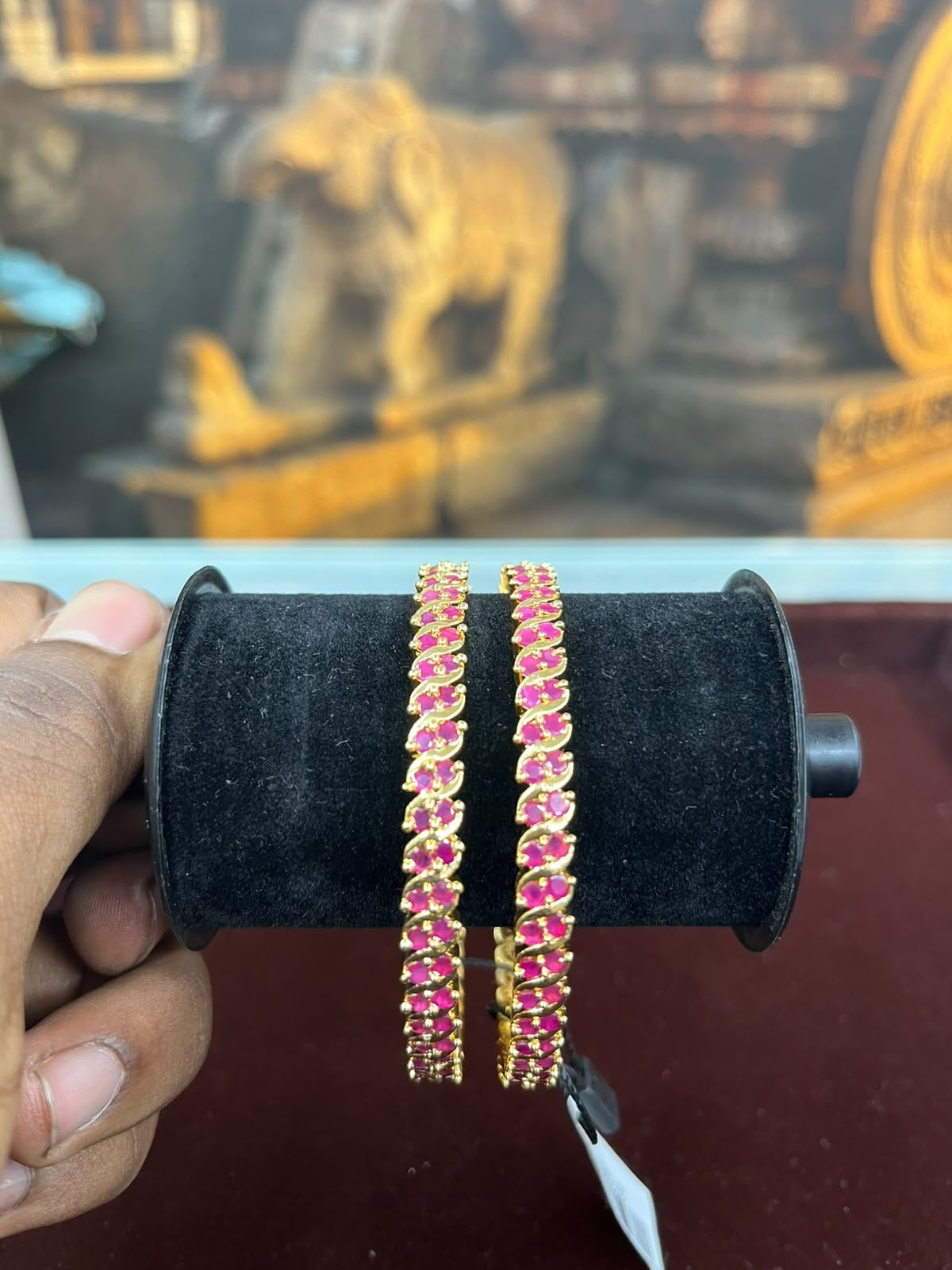 Gold Plated Set of 2 AD Bangles