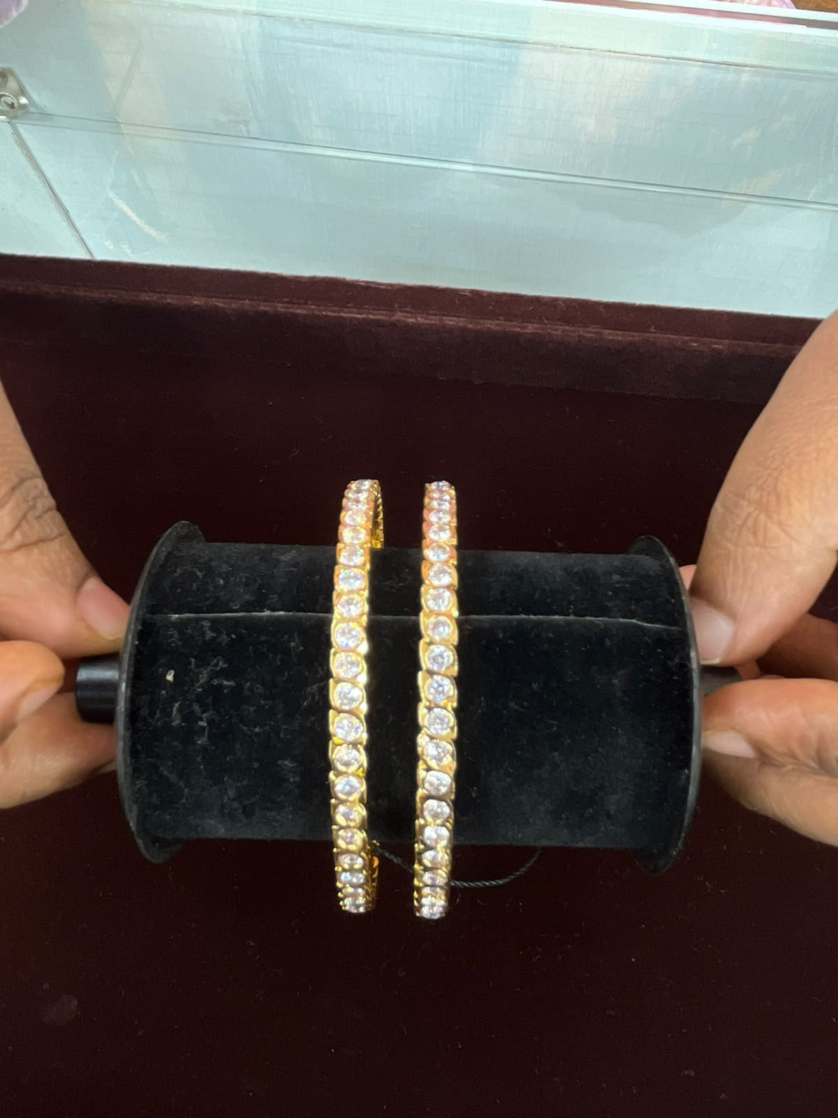 Panchloha Single Line white stone Set of 2 Bangles