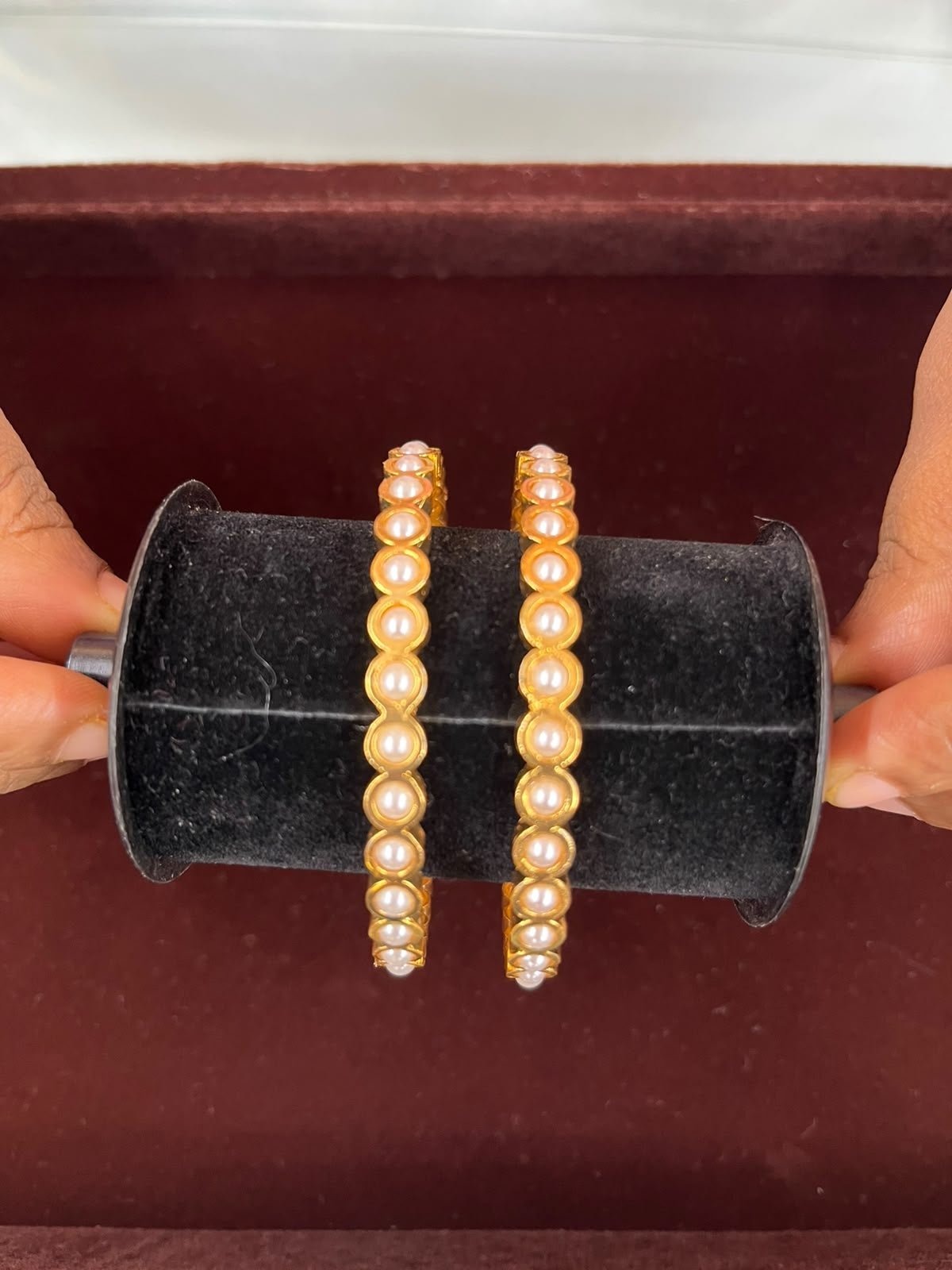 Panchloha Single Line Set of 2 Pearl Bangle