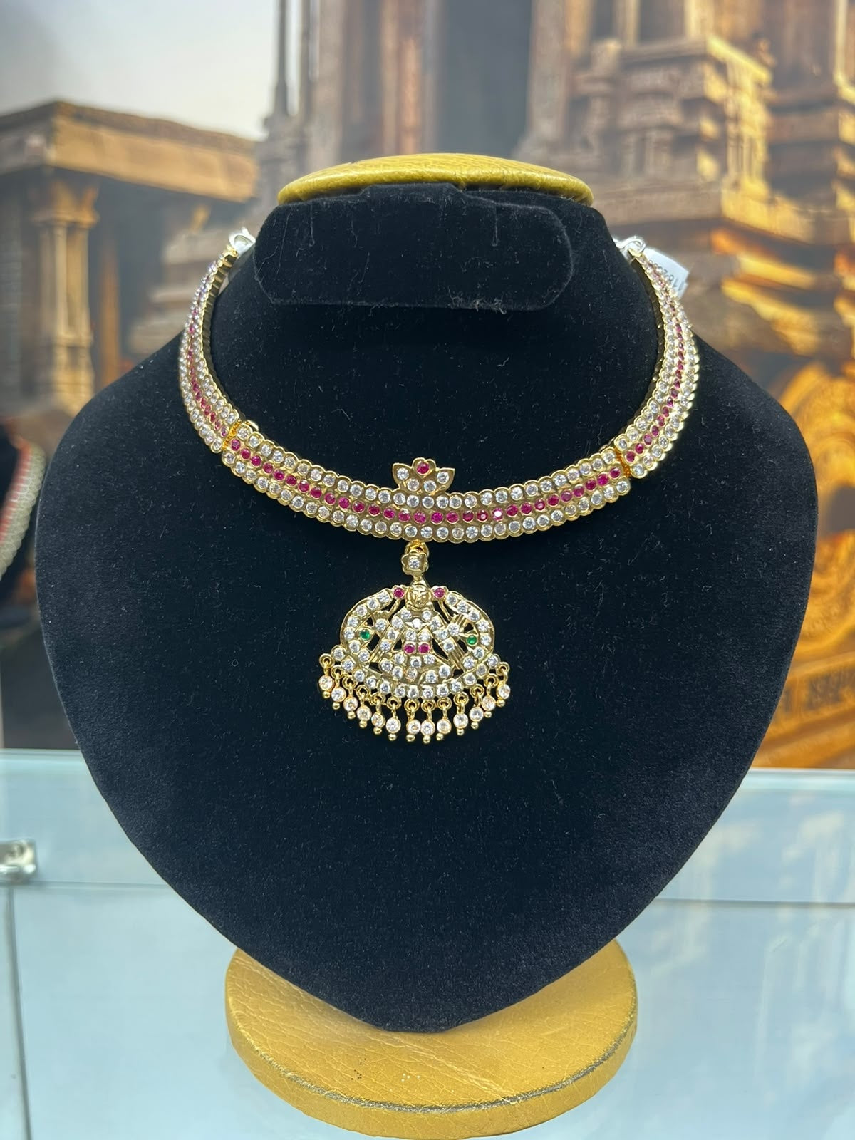 Gold Plated Adige Short Stiff Necklace without earring