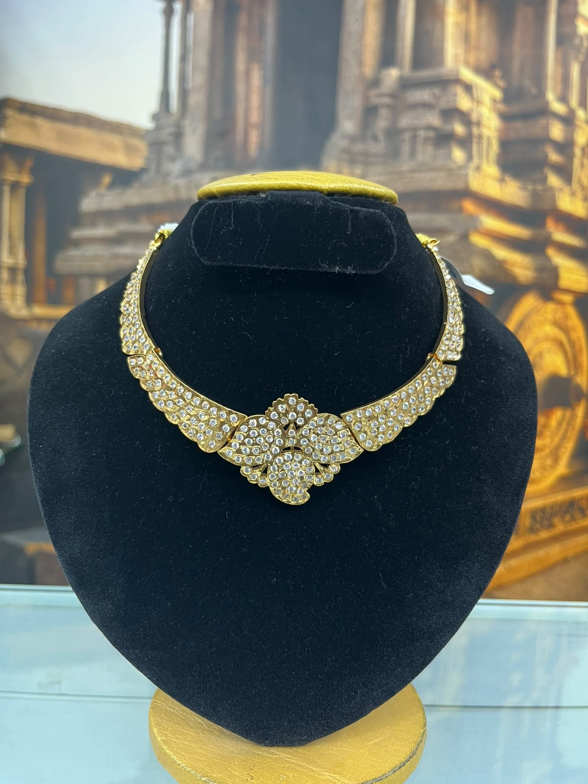 Gold Plated Adige Short Stiff Necklace without earring