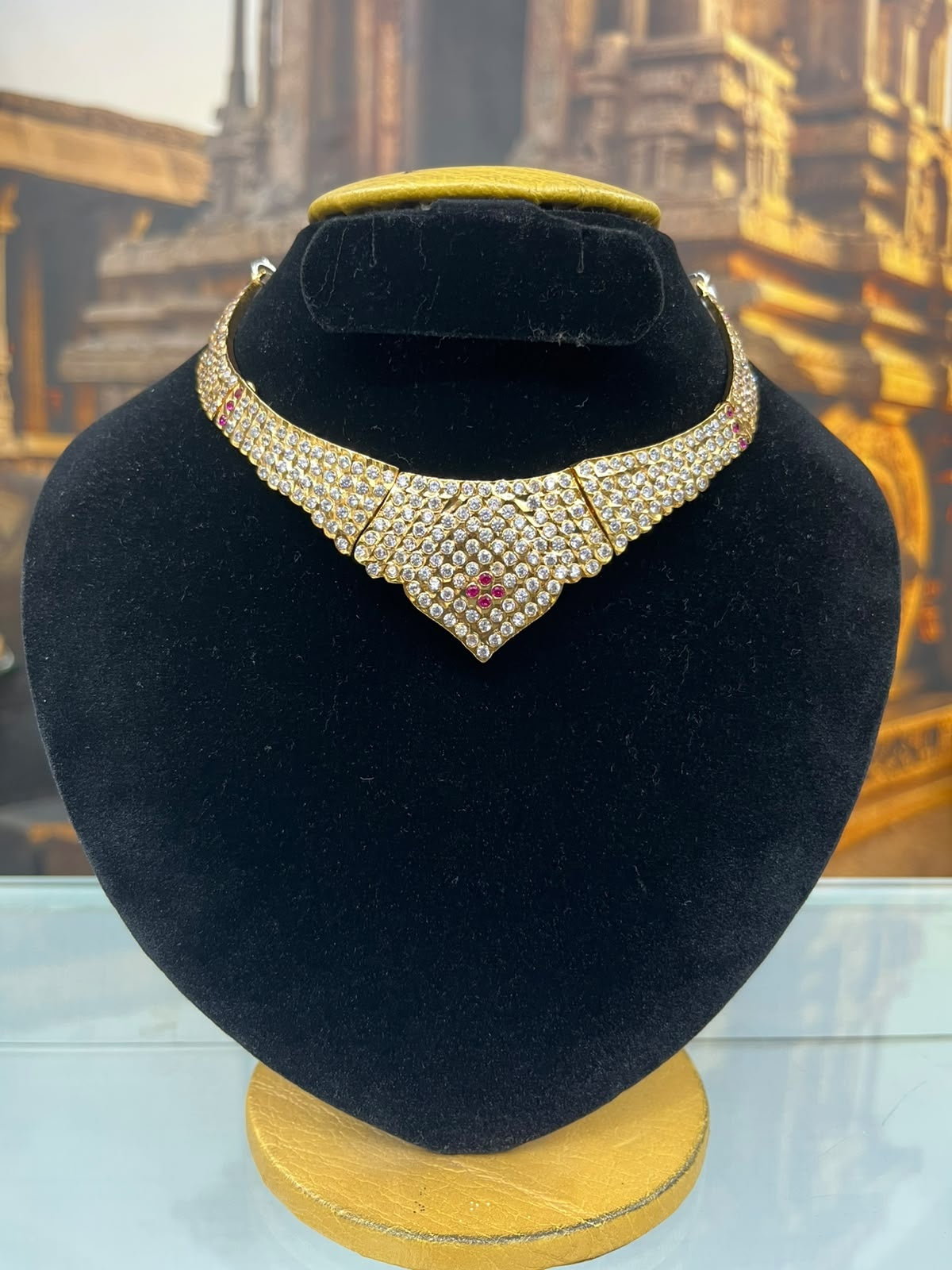 Gold Plated Adige Short Stiff Necklace without earring