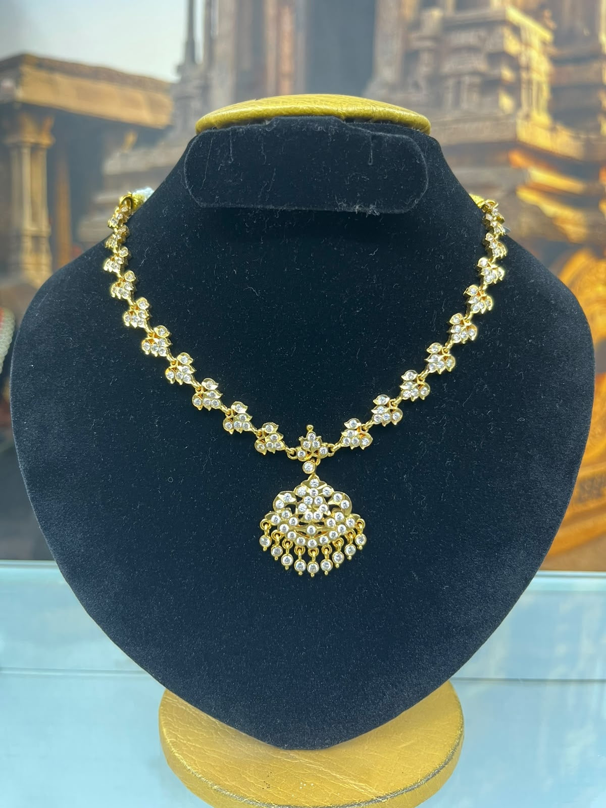 Gold Plated Adige White Short Flexible Necklace without earring