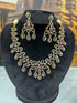 Gold Plated Premium CZ Short Choker Necklace Set Mehendi Colour