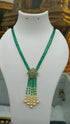 Two Layer CZ Mala Y design with mid Brooch Rama Green Colour