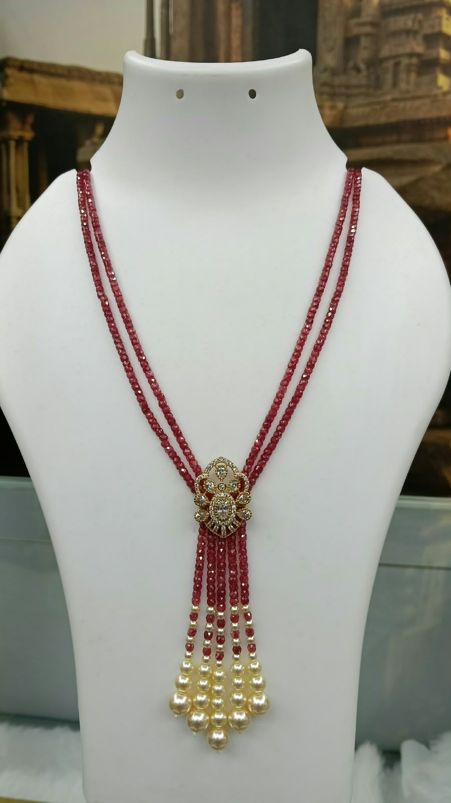 Two Layer CZ Mala Y design with mid Brooch Onion Colour