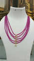 Pink CZ 5 Line Maala with Brooch and Kundan Stones