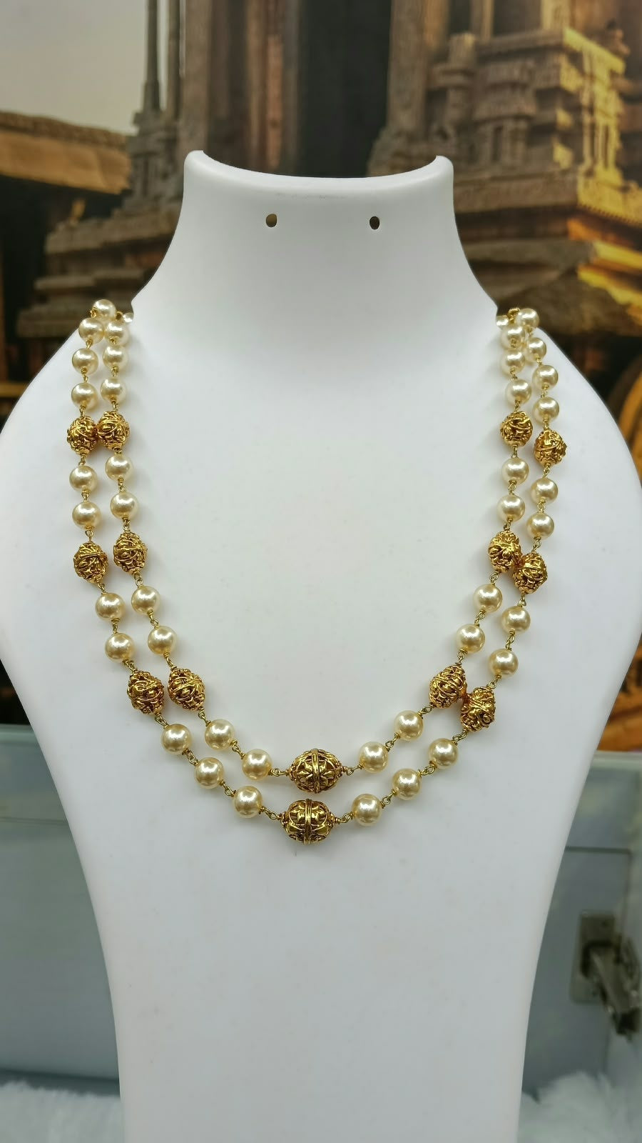 6mm Double Line Pearl Maala with Gundu