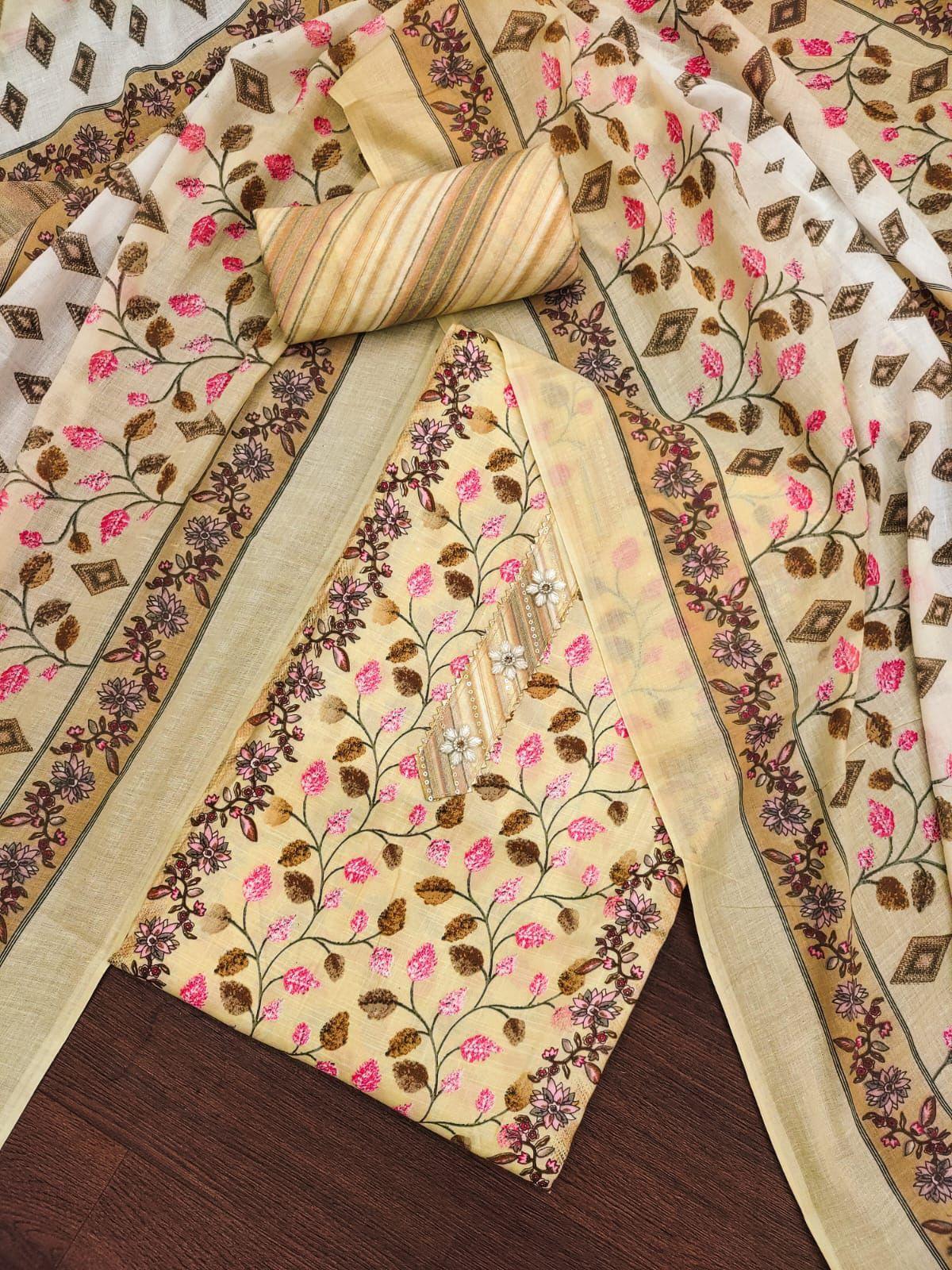 COTTON PRINT WITH PATCH WORK Dress material Suit For Women 14300N - Griiham