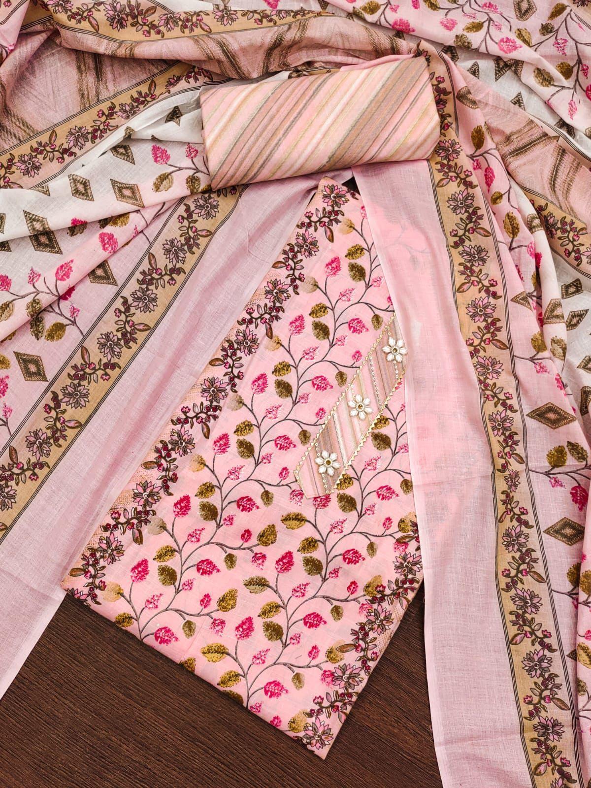 COTTON PRINT WITH PATCH WORK Dress material Suit For Women 14300N - Griiham
