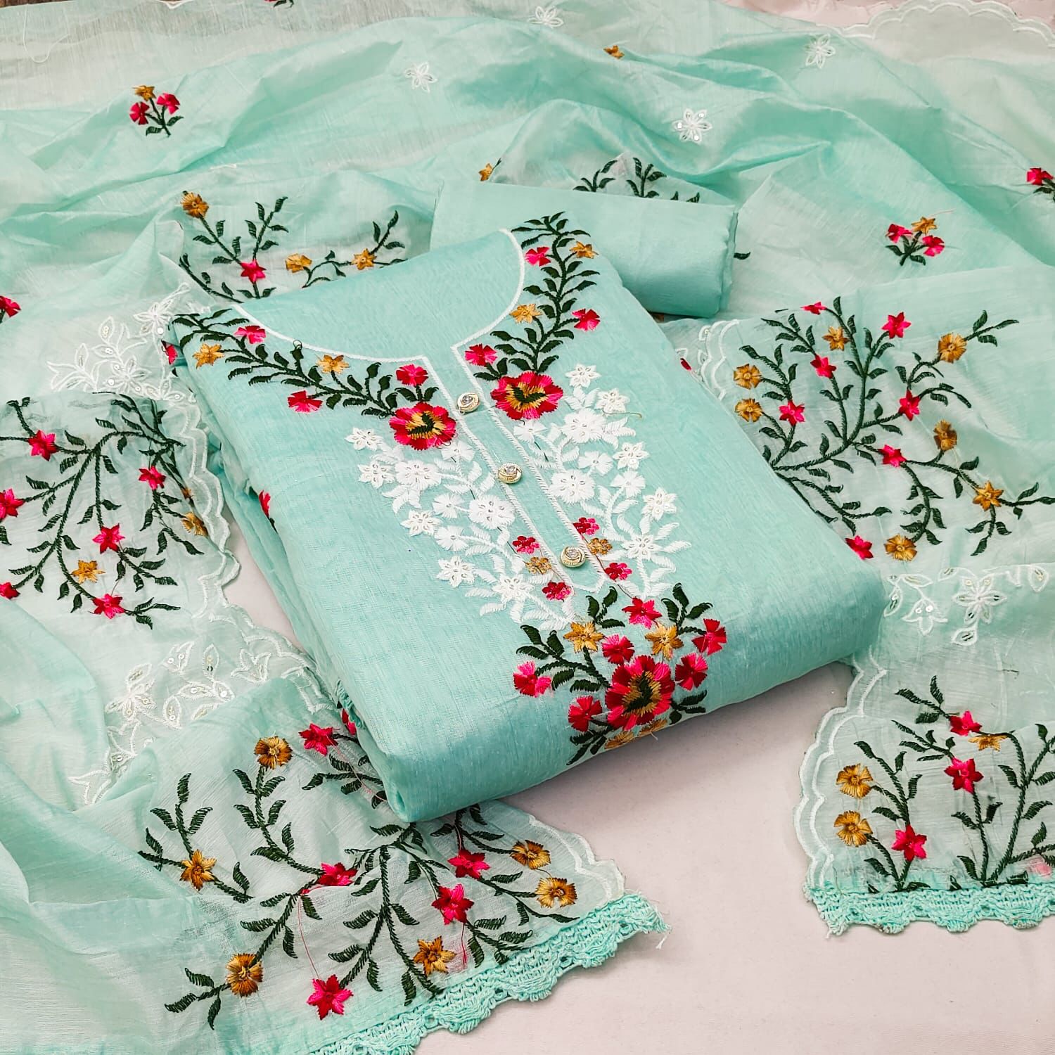 Chanderi EMBROIDERY Dress Material For Women 14327N