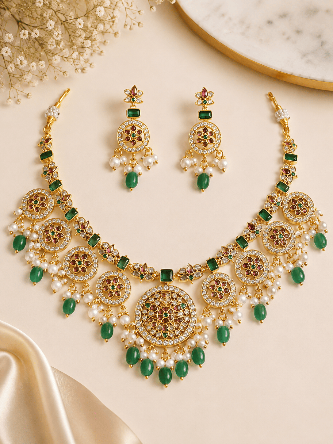Kundan Jadau Short Necklace Set