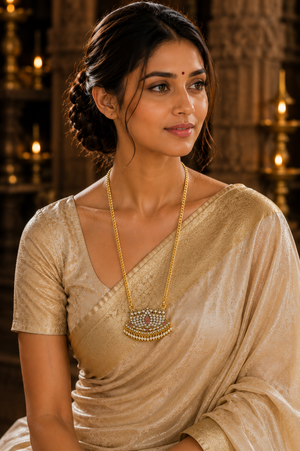 Premium Gold Plated Adige Pendant with Chain