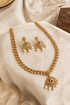 Premium Gold Plated Long CZ Temple Necklace Set