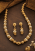 Gold Plated Long Necklace Set with Gundu and Pearls