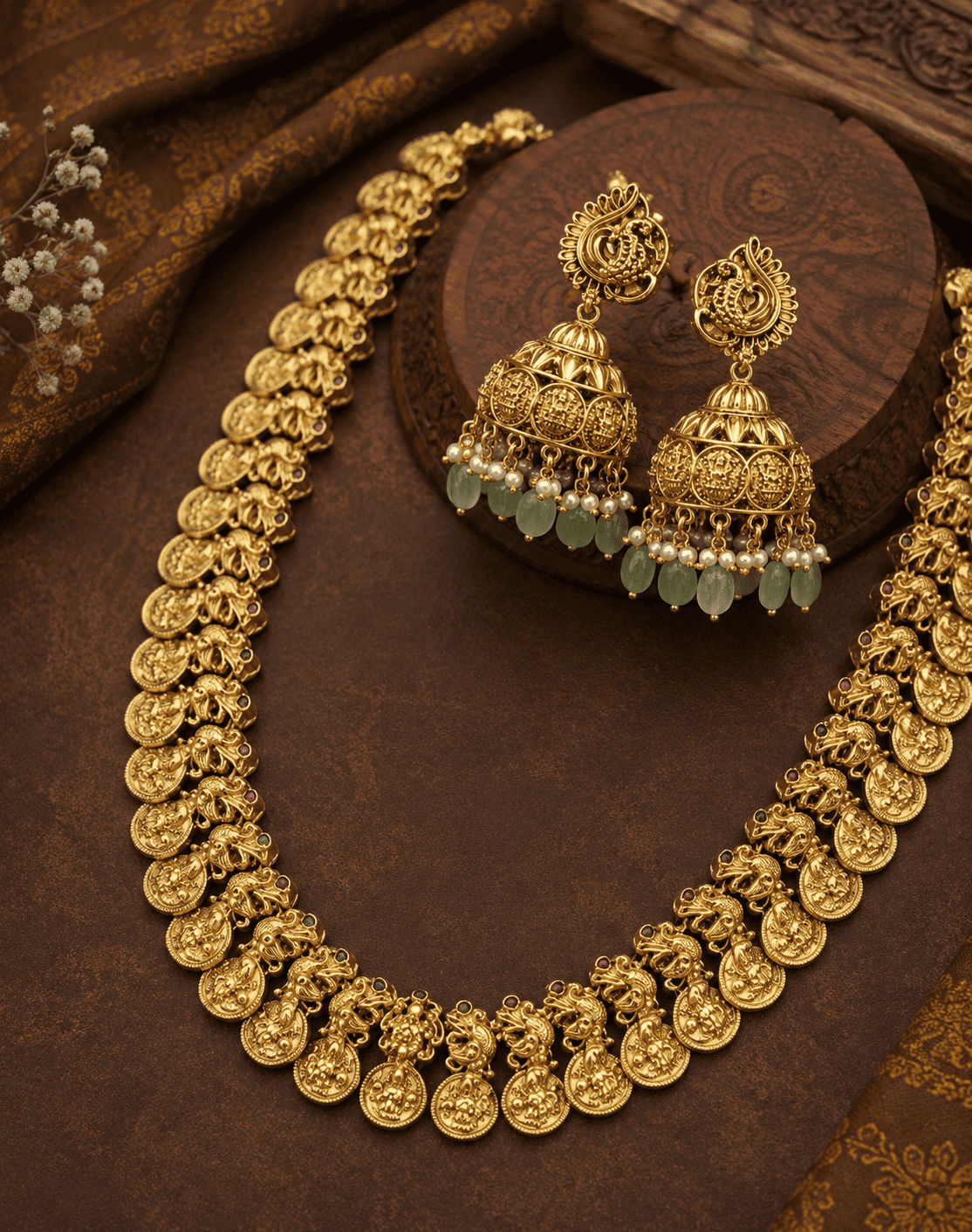 Gold Plated Premium Long Kasu Necklace