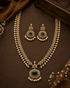 Premium Gold Plated Long CZ Temple Necklace Set